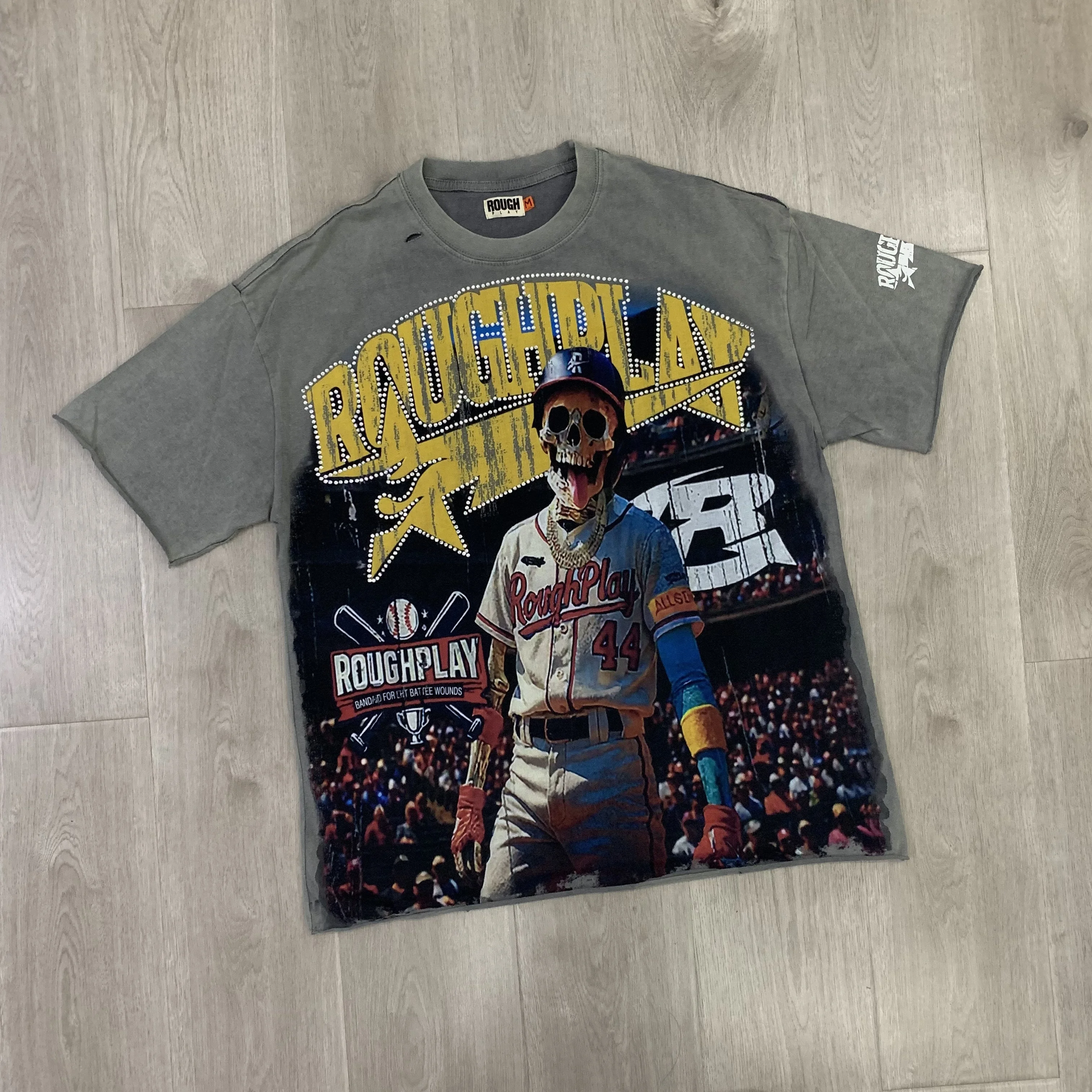 

Good Quality RoughPlay T-Shirt Men Women Summer Style Trendy Brand Splicing Old Hole Hot Stamping Short Sleeved T-shirt