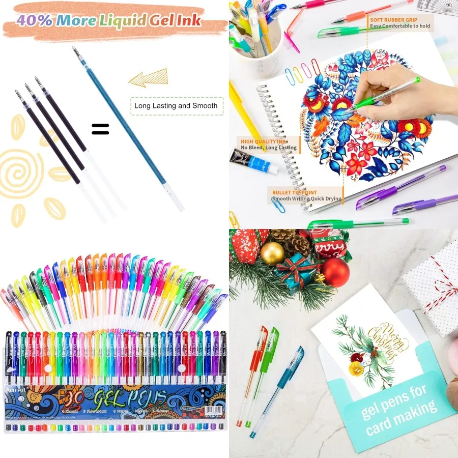 

Gel Pens for Adult Coloring Books 30 Colors Fine Point Gel Marker Pen with 40 More Ink Ideal for Detailed Drawing Creative Bull
