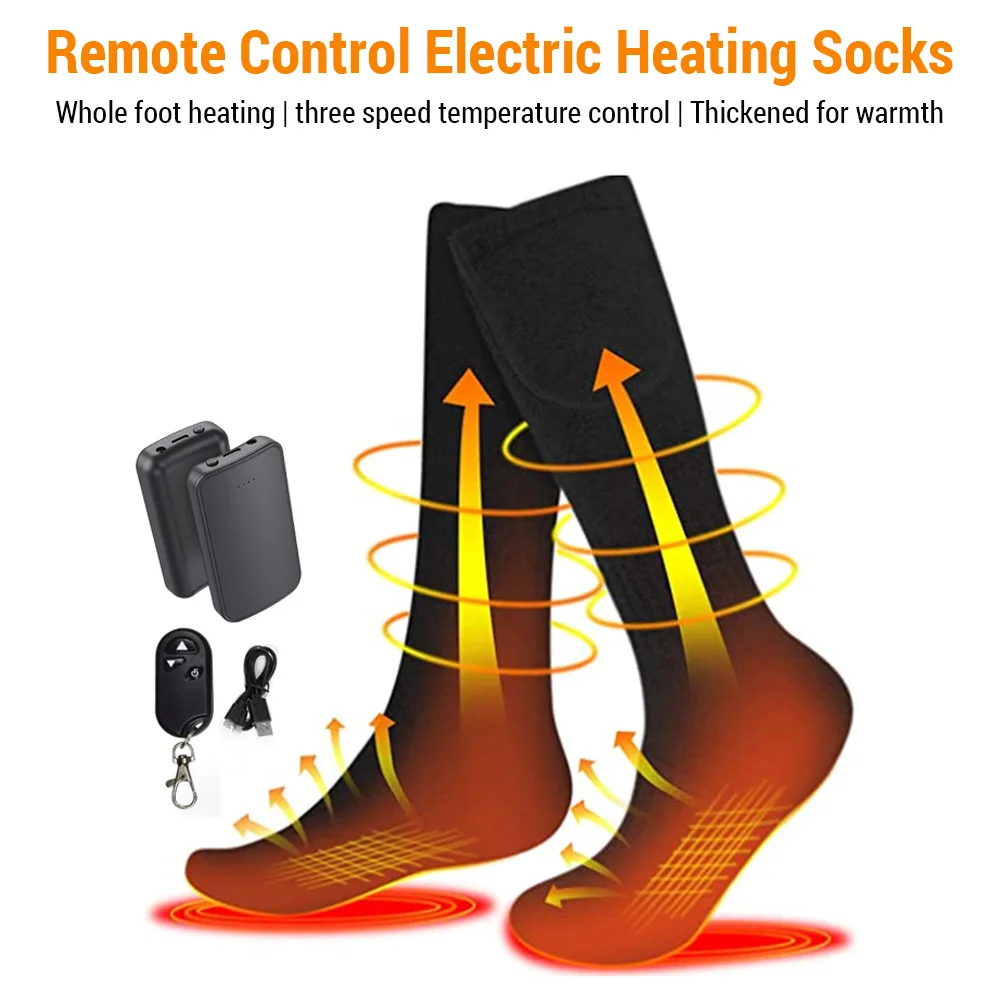 

Unisex Winter Heated Socks 4000mAh Rechargeable Remote Control Thermal Socks Heating Foot Warmer Electric Socks Warm Socks