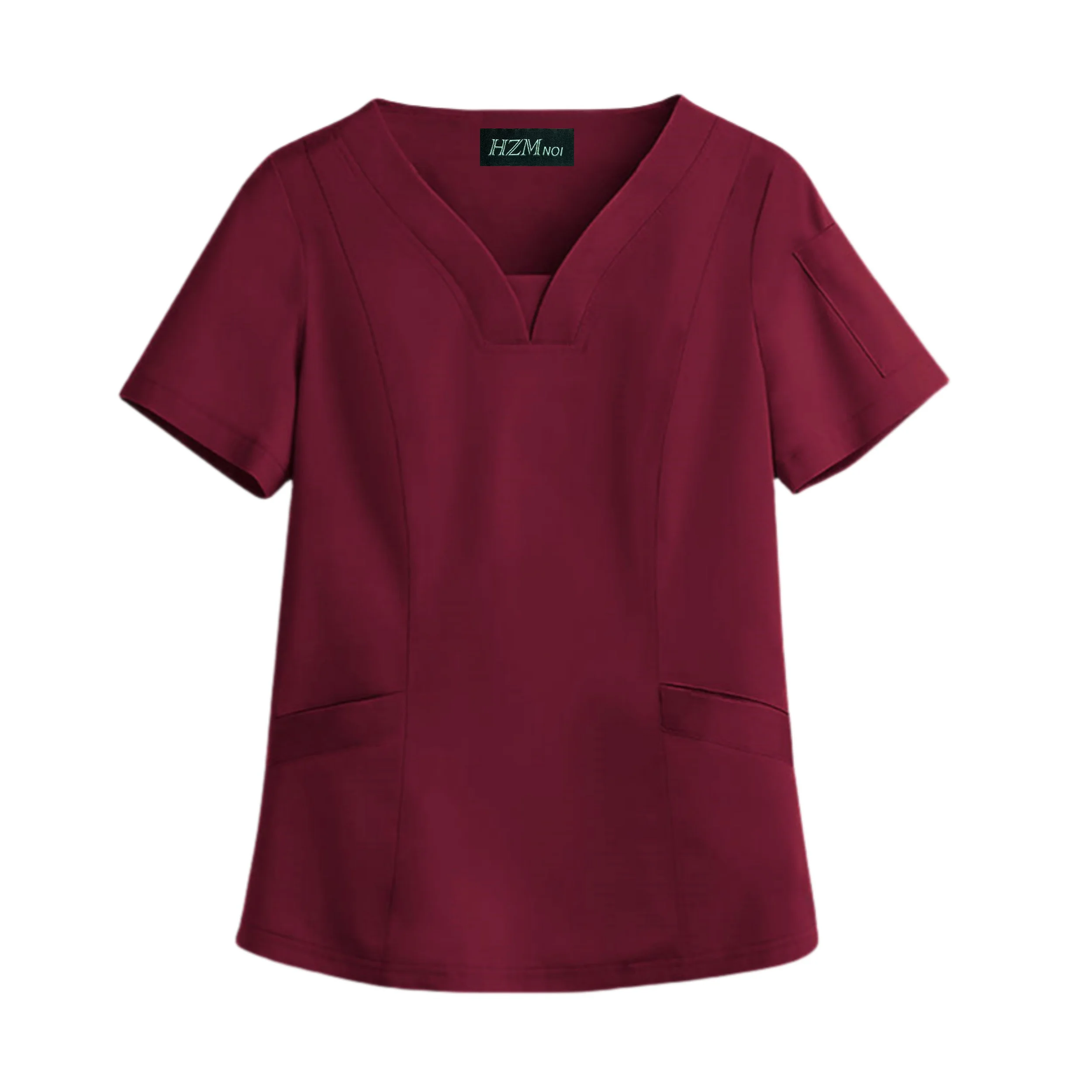 Uniforme feminino quebrável elástico, acessórios de enfermeira, tops slim fit, laboratório de verão geral, roupas para salão de beleza, elastano, moda