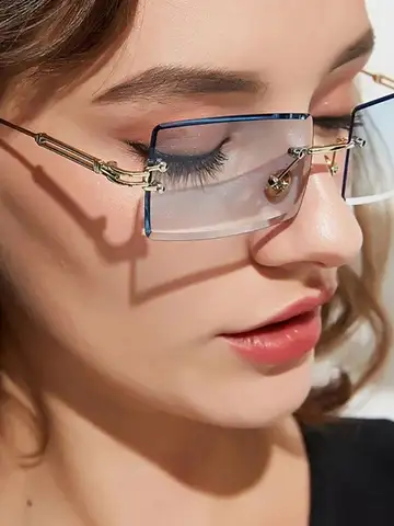 2 Pairs New Women's Sunglasses Frameless Glasses Unisex Freely Paired With Icy Summer Days UV400