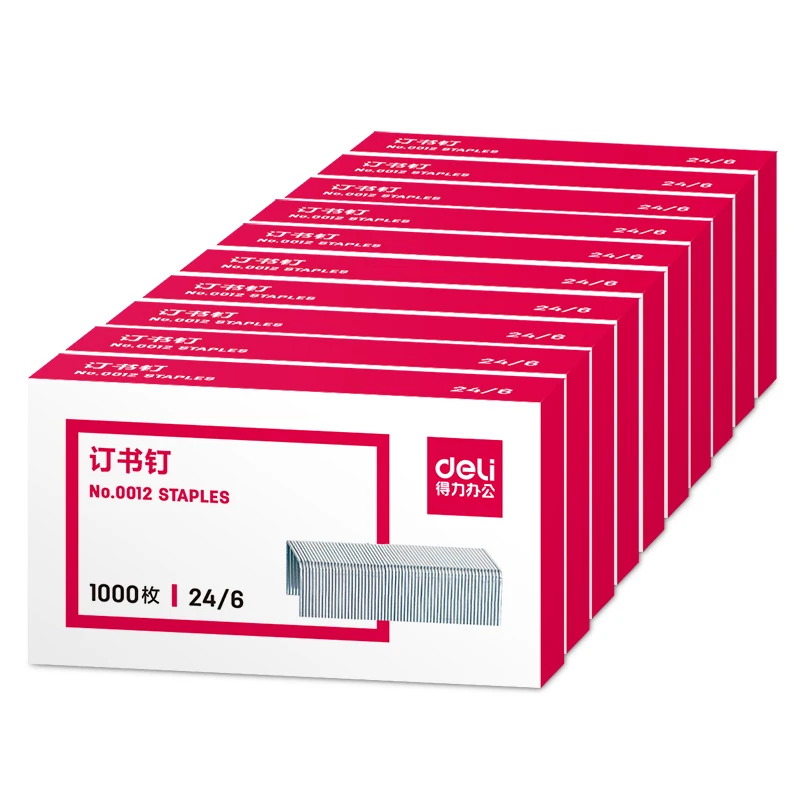 Deli 1000pcs/box Standard Staples 24/6 Silver Metal Staples for Office School Home Stapler Refills