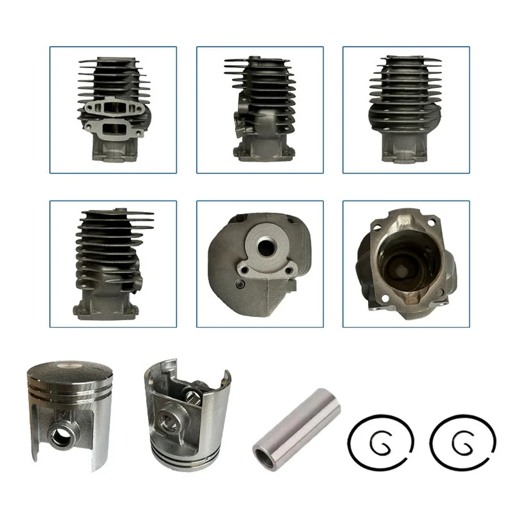 For 041AV Chain Saw Cylinder Assembly 44mm Aluminum Alloy Gray 13x10x6cm with Valve and Rubber Ring Components