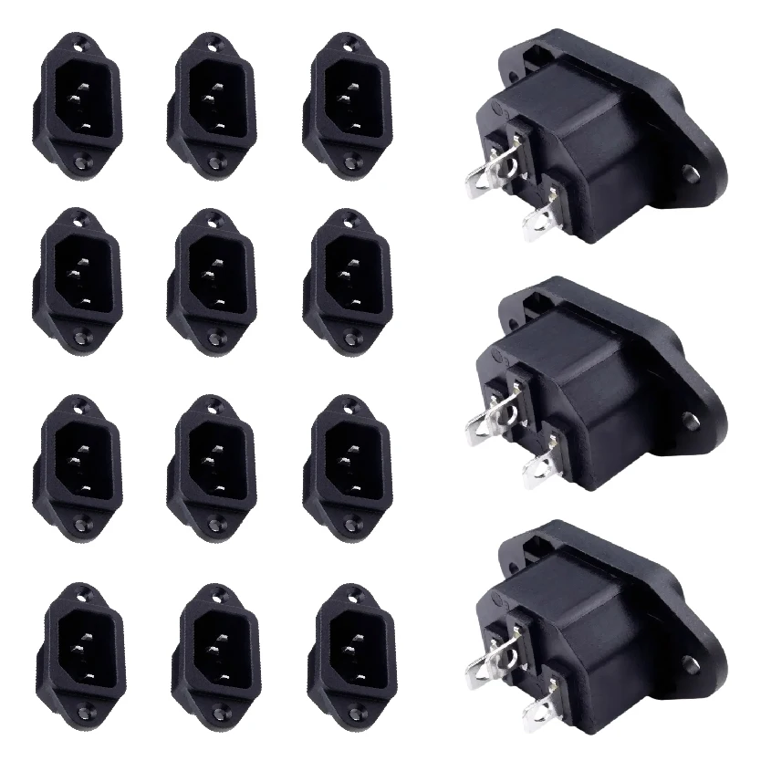 

AC-04 IEC Panel Mount Socket 3 Pin Power Connector with Fuse Holder 10A 250V