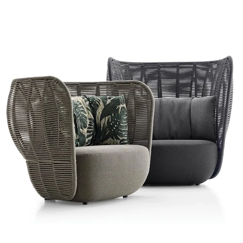 

Outdoor rattan sofa villa courtyard outdoor furniture balcony simple waterproof high back rattan chair bed