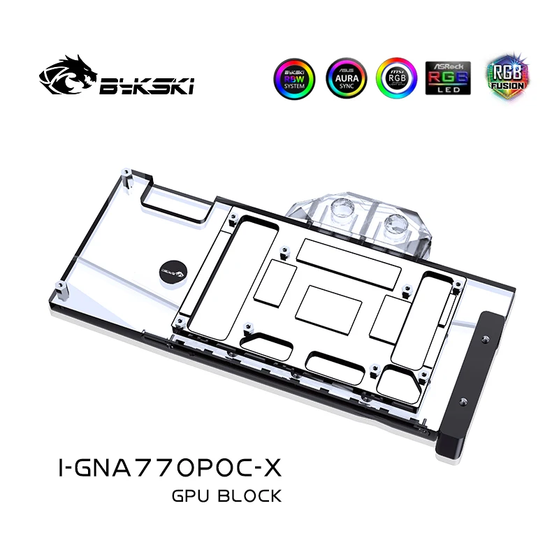 Imagem -02 - Bykski Gpu Uso Bloco de Água para Gunnir Intel Arc A770 Fóton 16g oc Cartão Radiador Refrigeração Cobre Rgb Aura I-gna770poc-x