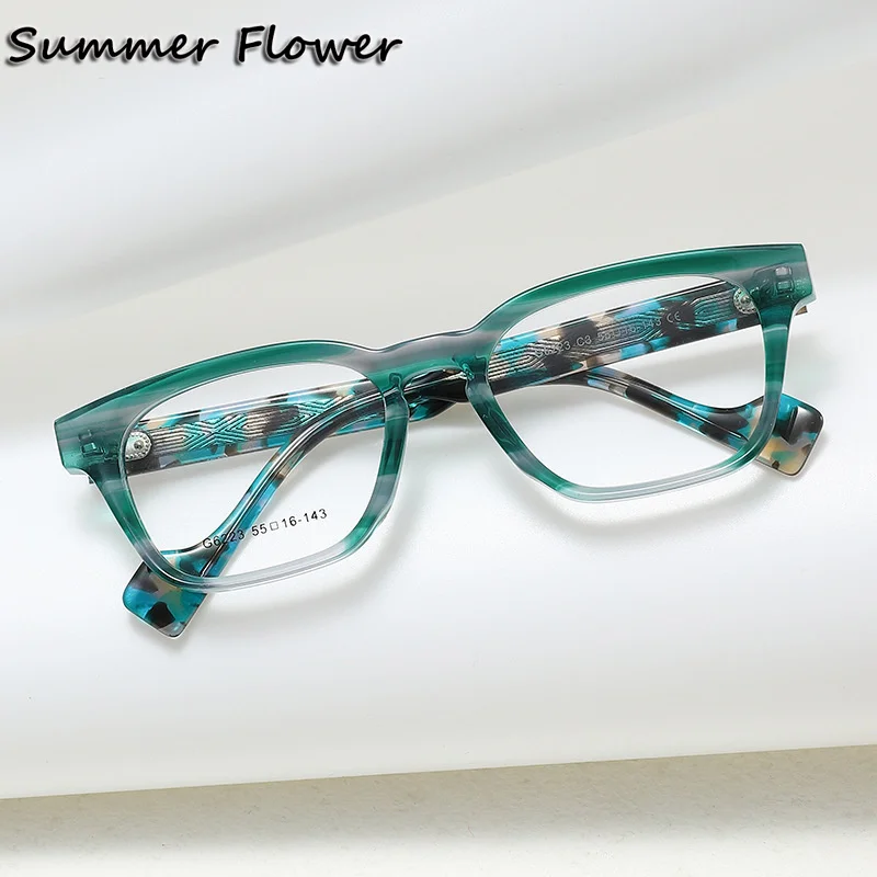 

Women Green Optical Frame Acetate Quality Gafas Fashion Trendy Myopia Frame for Prescription Lenses Men Reading Glasses