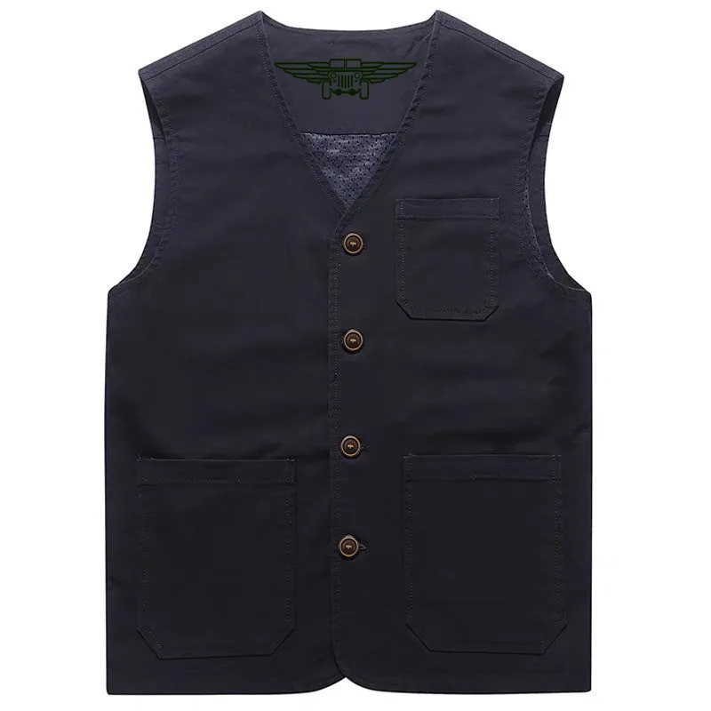 Men's pure cotton plus size vest, dad's multi pocket vest, four season home vest, sleeveless, breathable fat vest