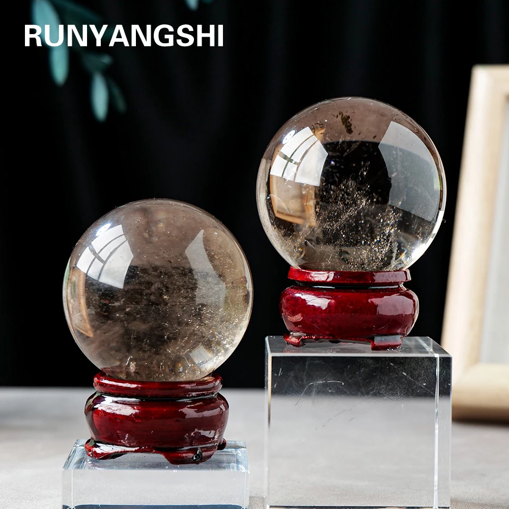 1PC Natural Tea Crystal Ball Smokey Quartz Sphere Polished Massaging Ball Reiki Healing Stone Home Decoration Exquisite Gifts