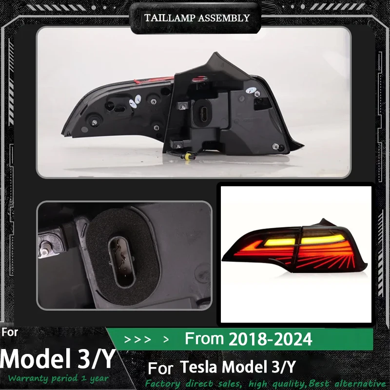 

Автомобильный фонарь для Tesla Model 3/Y, обновленный, модифицированный для нового динамического указателя поворота, автомобильная светодиодная фара в сборе 2019-2024