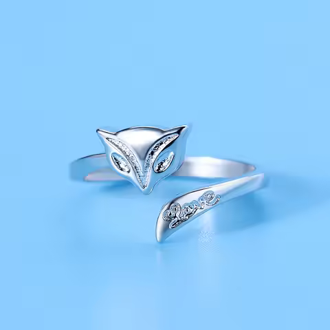 New 925 Sterling Silver Ring Fox for Women Wedding Luxury Jewelry Engagement Charm Fashion Party Birthday High quality