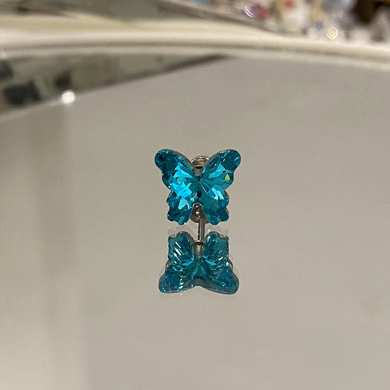 Fashion Sweet Cool Shiny Tiny Butterfly Stud Earrings For Women Girls Transparent Mini Ear Bone Nail Daily Accessories Gifts image 3