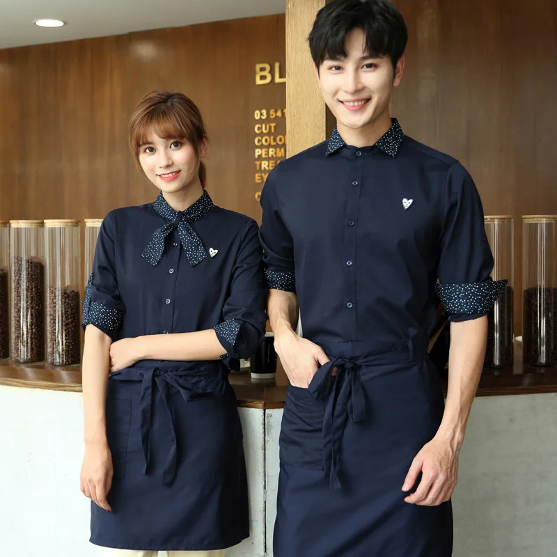 Milk Tea Overalls Female Cake Bakery Staff Clothing Autumn and Winter Restaurant Catering Hamburger Shop Waiter Long Sleeve