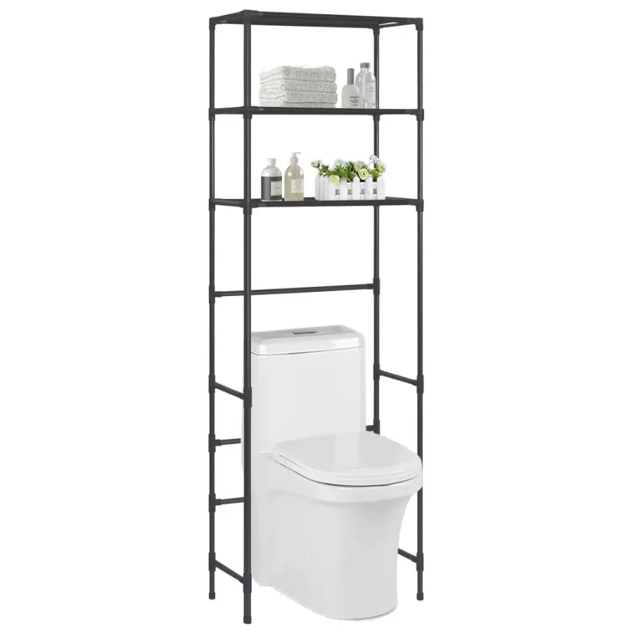 

3Tier Storage Rack over Toilet Black 20.9x11x66.5