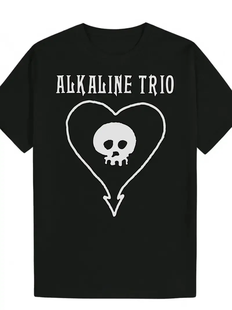 Men'S Casual Crew Neck T-Shirt with ALkaline Trio Heart Skull Graphic Print, Reg