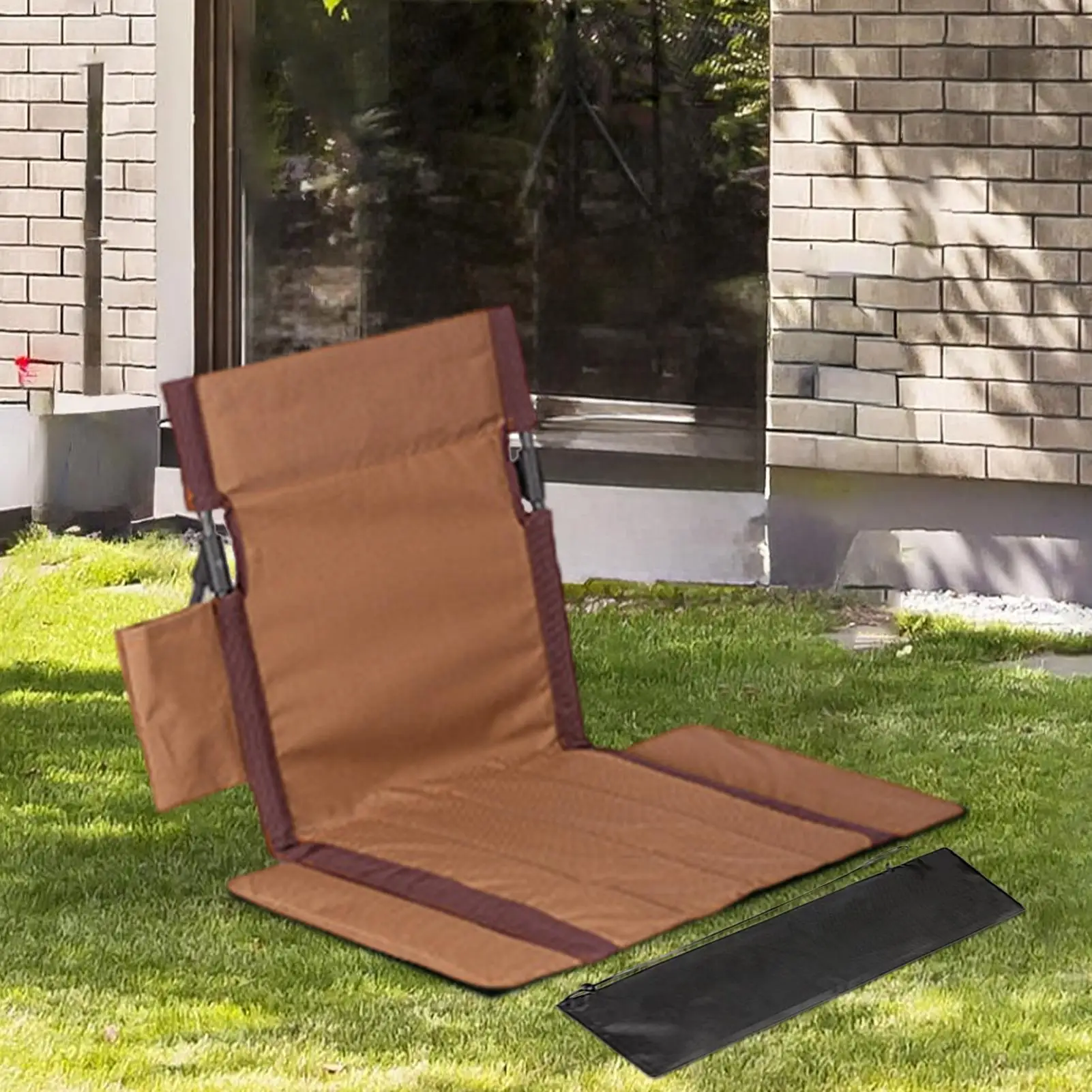 كراسي التخييم قابلة للطي مع دعم الظهر جيب جانبي كرسي قابل للطي مقعد أرضي للتخييم في الهواء الطلق داخلي الصيد نزهة السفر #3