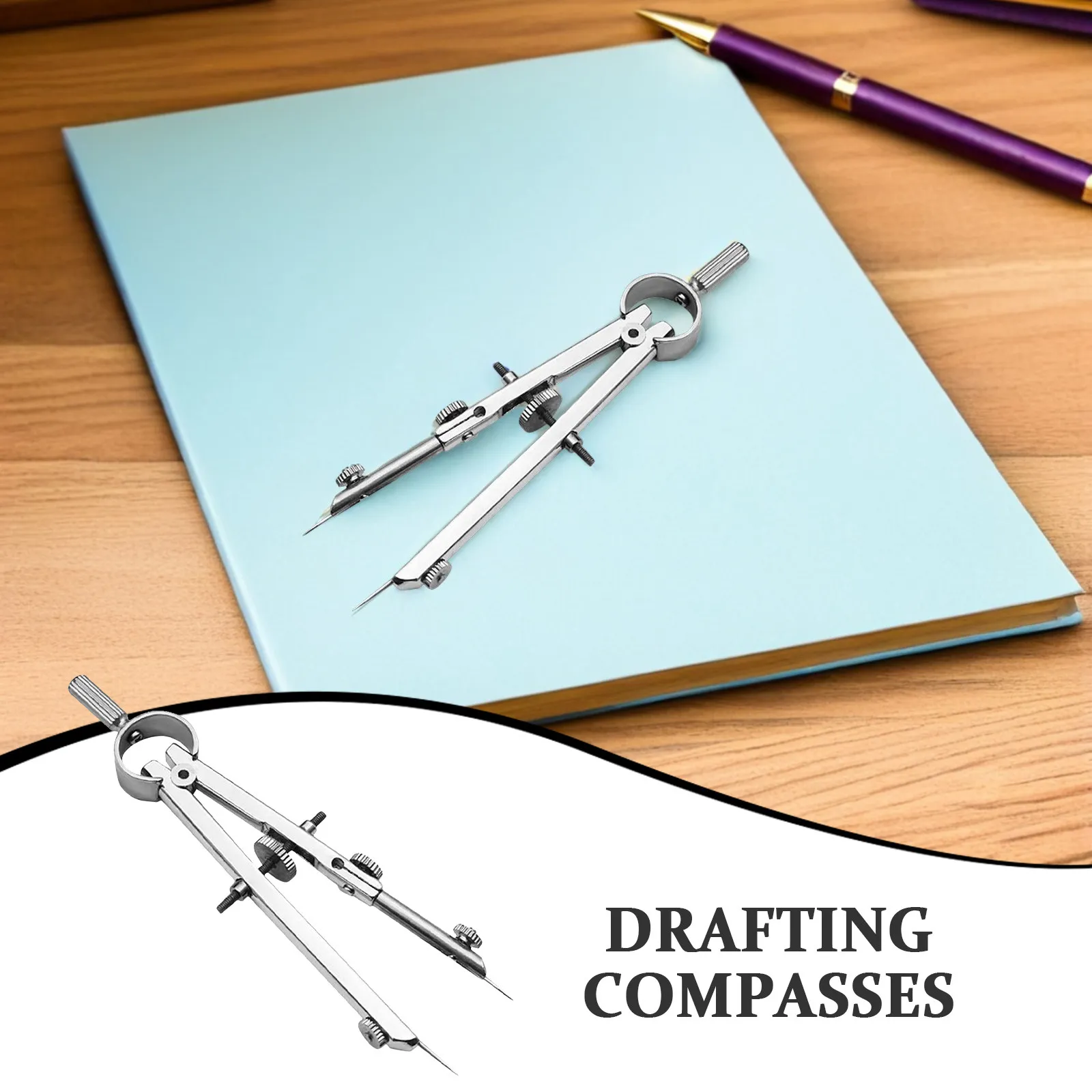 Metal Spring Compass Portable Compact Reusable Convenient Multi-Function Drawing Tool for Designers Students Artists