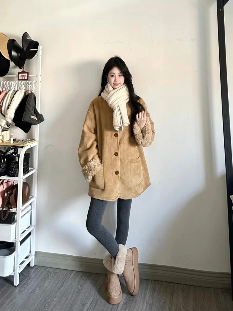 

Куртка из овечьей шерсти, женская куртка с принтом для женщин, одинаковые пары, дизайн для пары, функция покрытия, текстура воловьей кожи в западном стиле, уютное ощущение