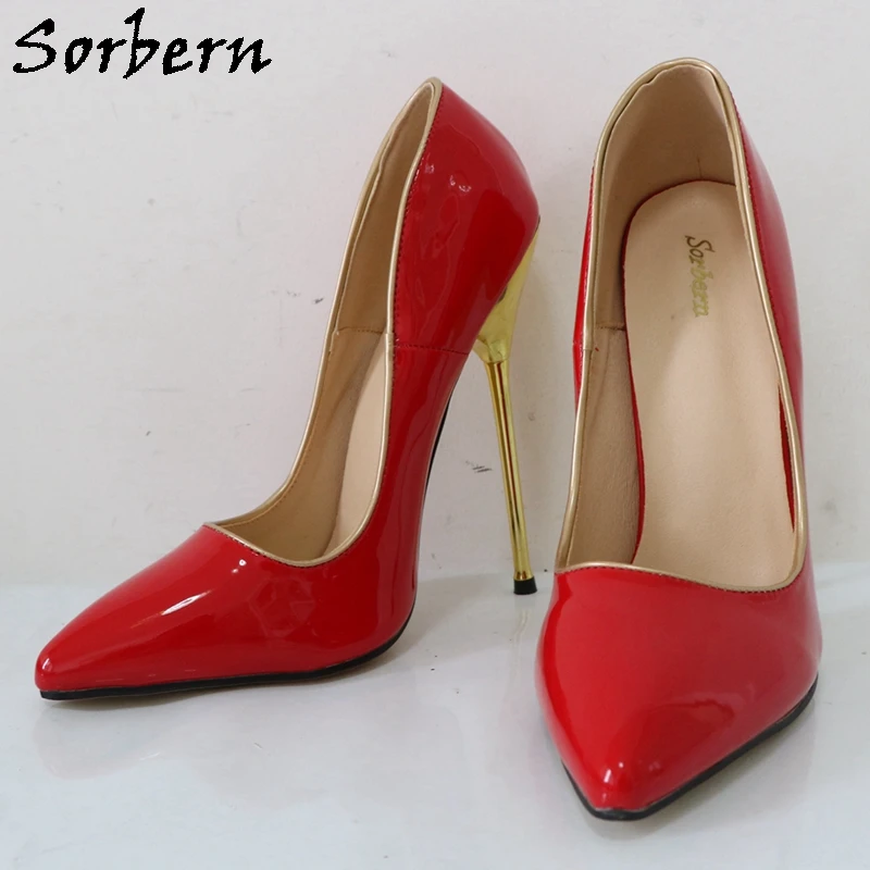 Sorbern 14Cm Metal High Heel Pumps Women Stilettos Slip On Pointed Toes Fetish Tiptoe Heels Exotic Dancer Shoes Custom Colors