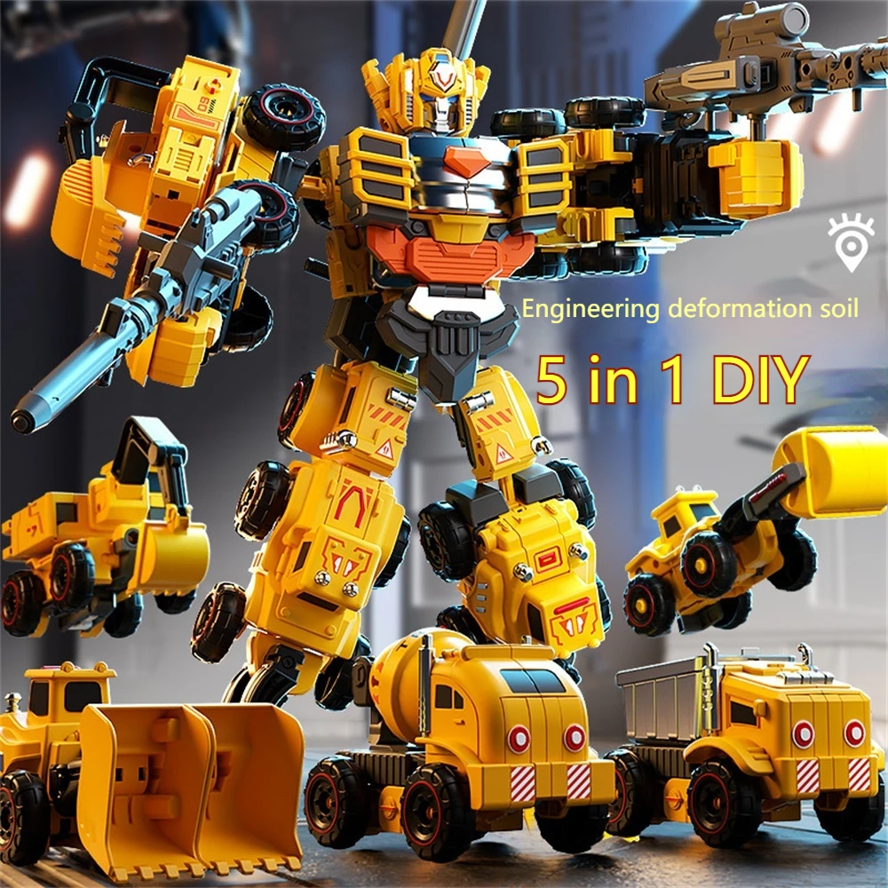 5 in 1 Transformer Engineering Doctor Children's Toy Boy Assembled Educational Transformer Mecha Model Combined Robot Toy Gift