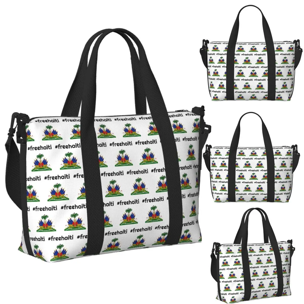 

Custom Free Haitian Beach Travel Bag Large Capacity Tote Bags for Gym Sport Women Shopping Duffle Shoulder Bag