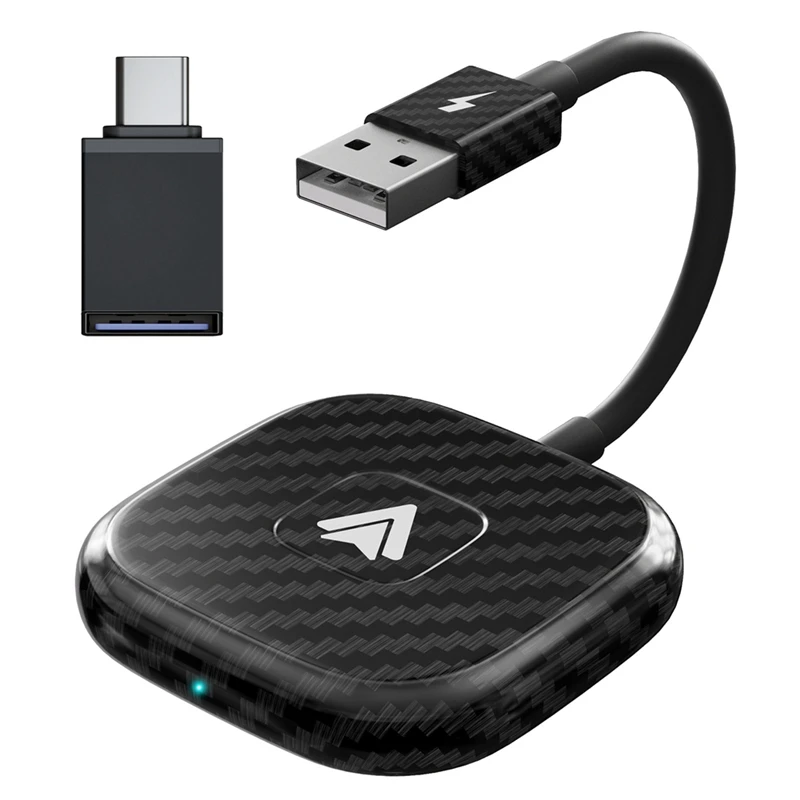 

Wired To Wireless Android Auto Dongle, Wireless Android Auto Adapter, Plug Play 5G BT USB Car AI Box Carbon Fiber Black