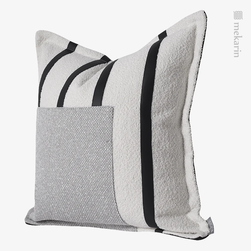 Simple modern living room sofa pillow black and white stitched cushion hotel room bedside square pillow restaurant winery bag