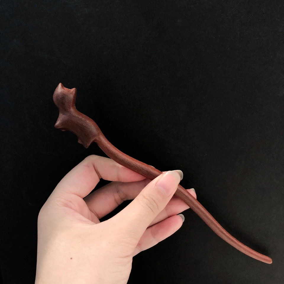 Muylinda Simple Wood  Hair Stick Chinese Style Vintage Hairpins Cat Lobster Hair Pin Jewerly Accessories