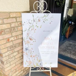 Wildflower Bridal Shower Welcome Sign Poster Bouquet Birthday Personalized Art Print Floral Spring Wall Picture Party Decor