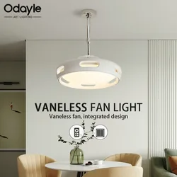 LED Ceiling Fan Light Modern Creative Leaf Less Low Decibel 6th Gear Living Room Dining Room Bedroom Dimmable Fan Light