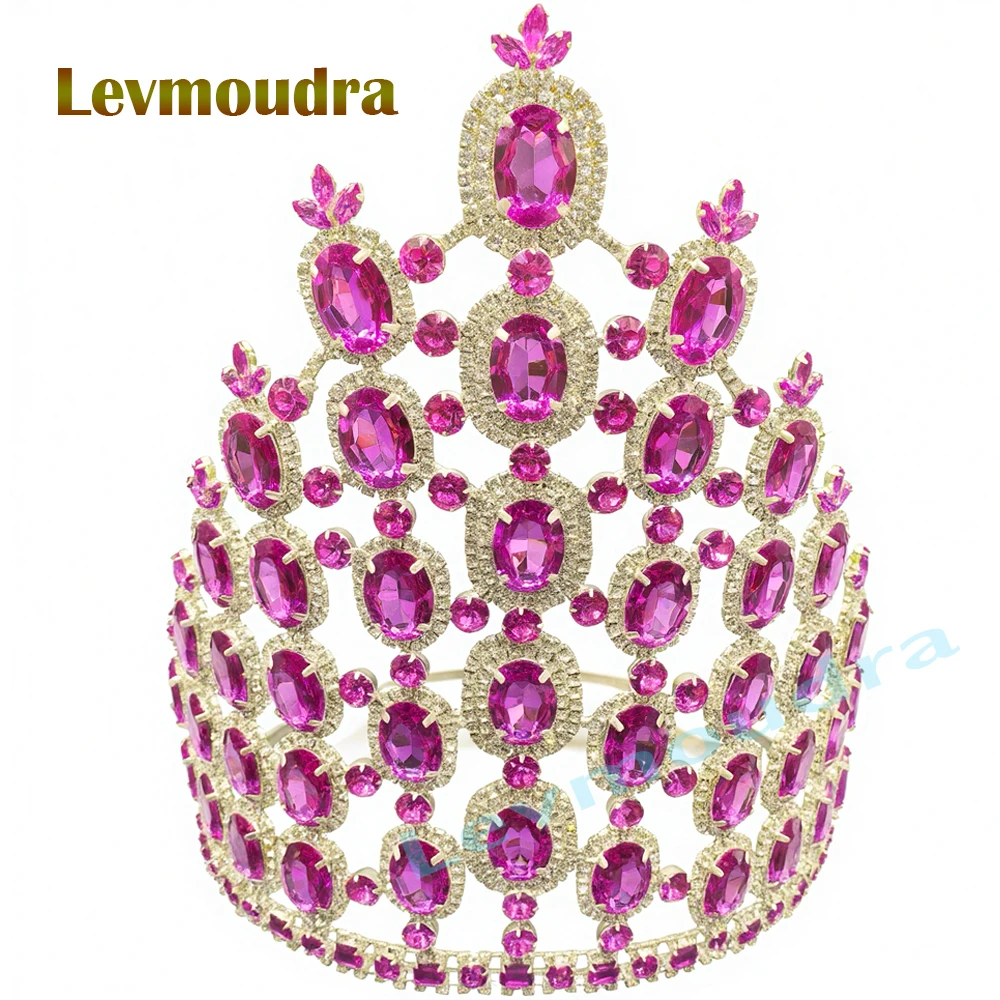 

Levmoudra Tall Big Queen Tiaras and Crowns Women Girl Hair Ornaments Diadem Headpiece Bridal Wedding Head Jewelry Accessories