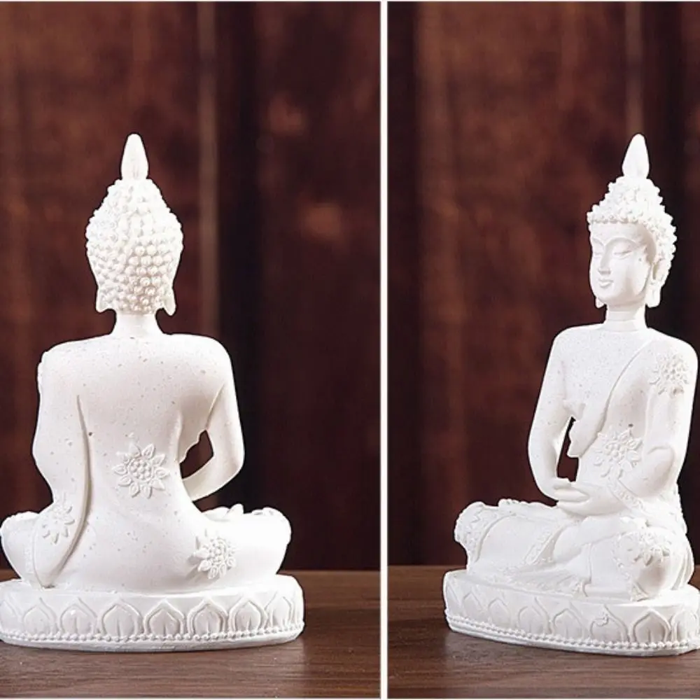 Méditation assise grès bouddha Culture orientale Posture assise Figurine bouddhiste ornement vert grès Zen