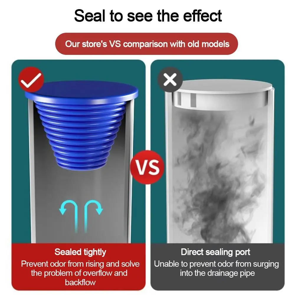 

Silicone Sewer Pipe Sealing Ring Anti Odor Anti-clogging Water Pipe Plug Replacement Stopper Sewer Seal Hole Sealing Plugs