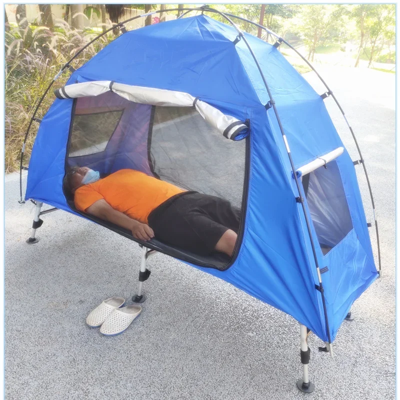 

Outdoor fishing off the ground tent folding anti rainstorm single person camping double-layer lifting adjustment marching field