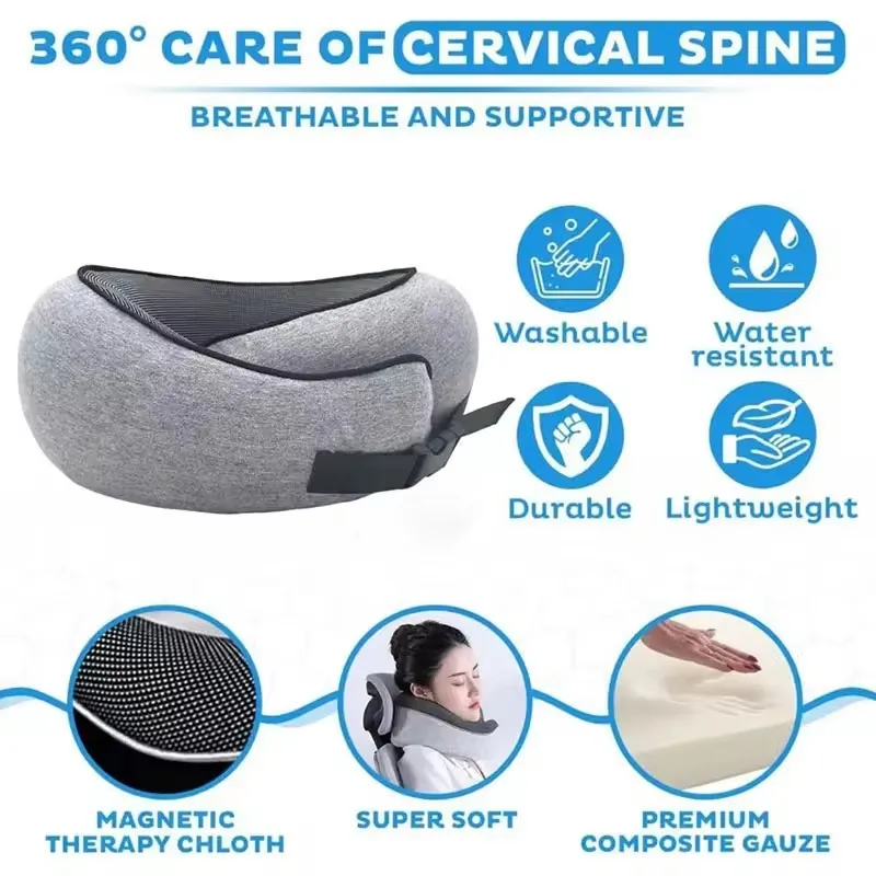 Airplane Travel Neck Pillow Cervical Vertebra Travel Portable Noon Break Aircraft U Type Of Pillow with Storage Bag Trip Supply