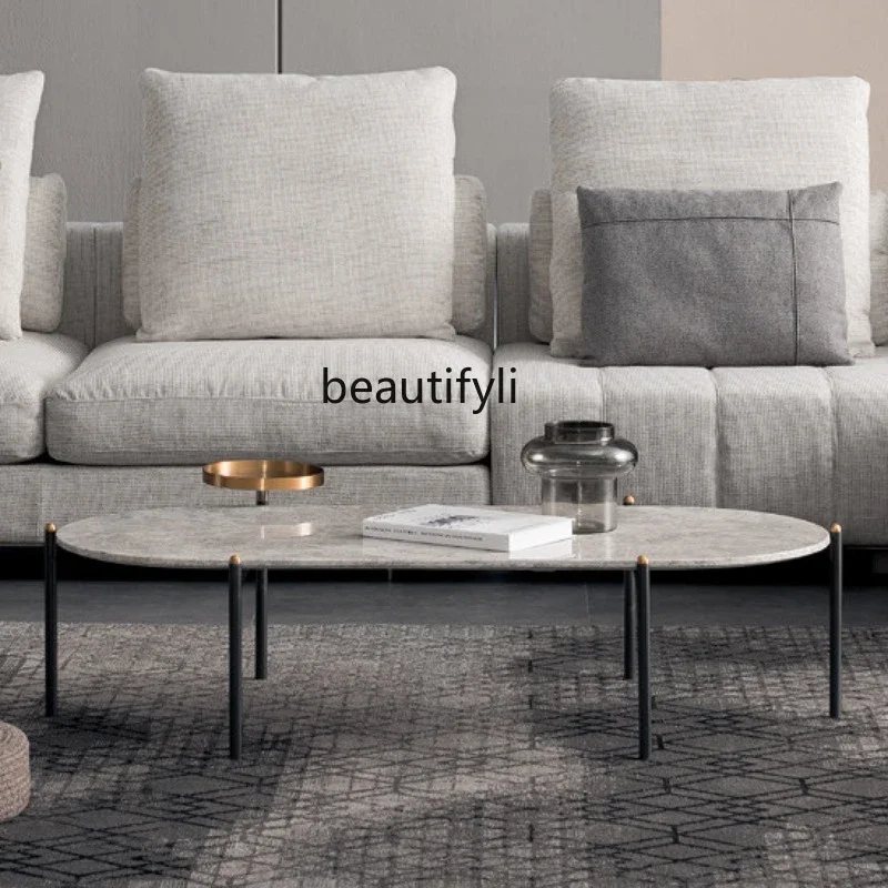 

Nordic Marble Coffee Table Living Room Sofa Side Table Metal Iron Art Modern Oval Coffee Table