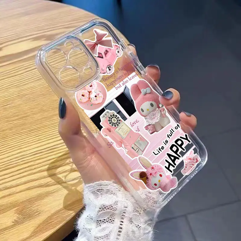 Trend Sanrio My Melody Phone Cases For Iphone 15 14 13 11 12 Pro Max Plus X XR XS 7 8 Plus Girl Shockproof Phone Cover Y2k