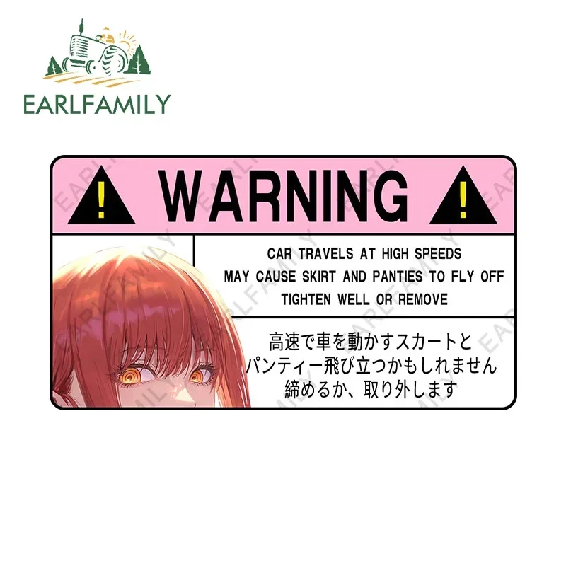 Earlfamily makima anime tapa adesivos de carro vinil personalidade prancha espelho retrovisor peeker decalque atv decoração criativa