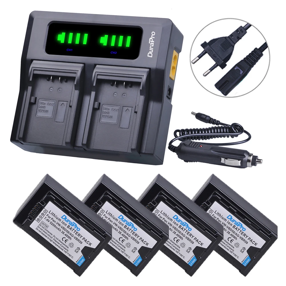 5200mAH VW-VBD58 VBD29 VBD58 VBD78 AG-VBR59 Battery + LED Quick Charger for Panasonic AJ-HPX260MC,HPX265MC,PX270,PX285MC,PX298