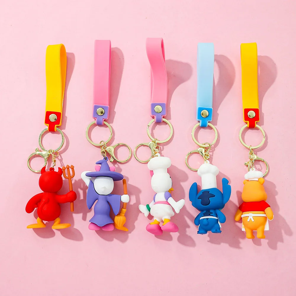 Trolls Chef Disney Keychain Mickey MouseMinnie Lilo Stitch New Cartoon Keychain Keychain Car Pendant Kids Toy Gifts