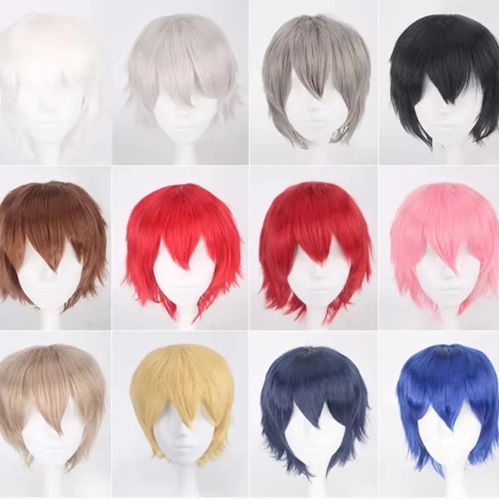 

Short Animation Cosplay Wigs Universal Color Harajuku Upturned Men's Synthetic Hort Hair Upturned Style 30cm Short Wig