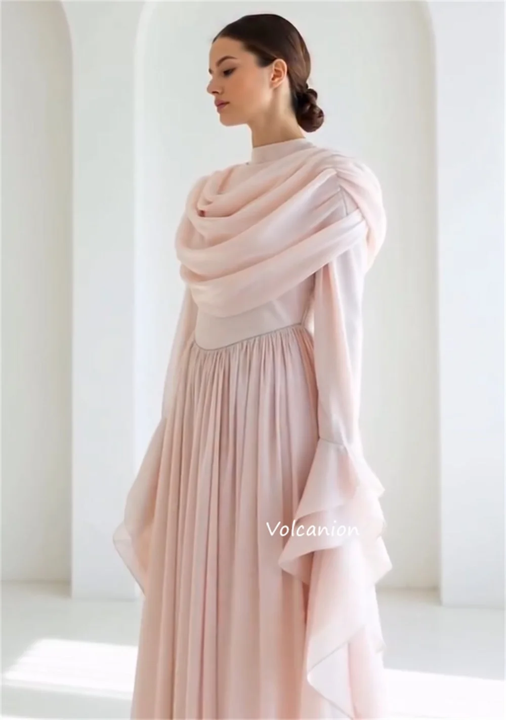 Vestidos largos personalizados de estilo chino con pliegues de gasa, corte en A, cuello alto, ocasiones a medida, moda de noche Formal