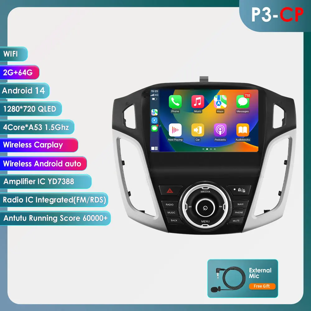 4G-Lte Carplay 2din Android Autoradio Multimedia Videospeler Voor Ford Focus 3 2011 - 2019 Mk3 Navigatie Gps Stereo Headunit Bt