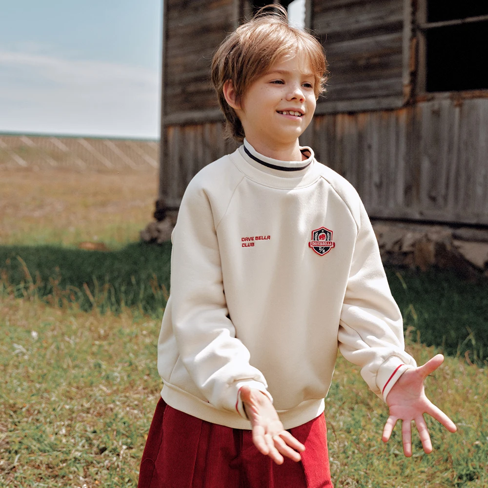 Dave Bella Boys Fleece-lined Sweatshirt Aged 6-12 Years Kids Winter Warm Hoodies Top Knitted Long Sleeve Pullover DK4264054