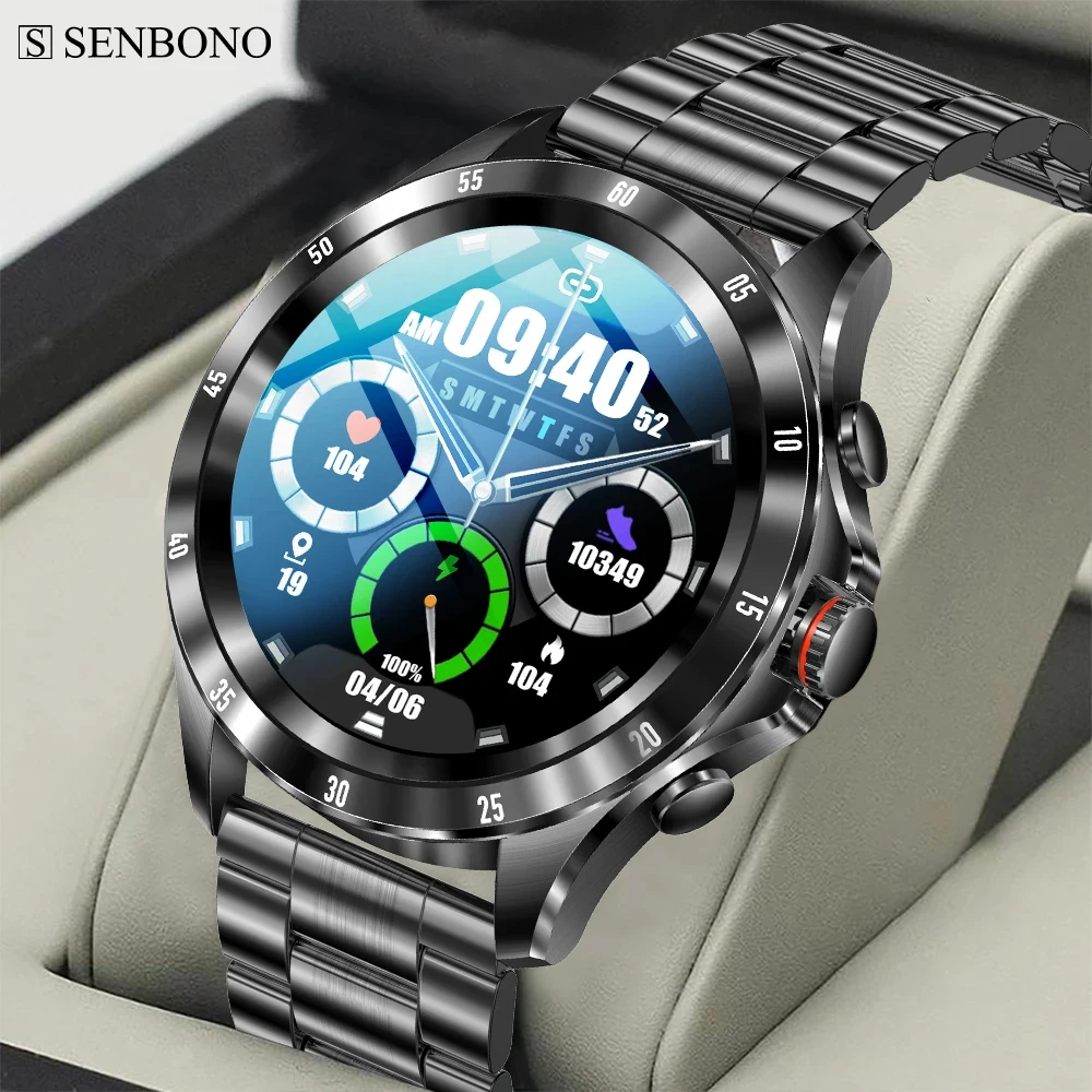 

SENBONO 2023 Business Men Smart Watch Sport Fitness Health Monitor Bluetooth Answer Dial Call Watch IP68 Waterproof Smartwatch