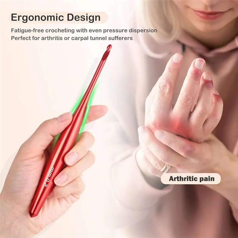 ABFI Semplifica uncinetti ergonomici, 9 pezzi di aghi per uncinetto in alluminio (3,5 mm-8 mm), finitura lucida a mano