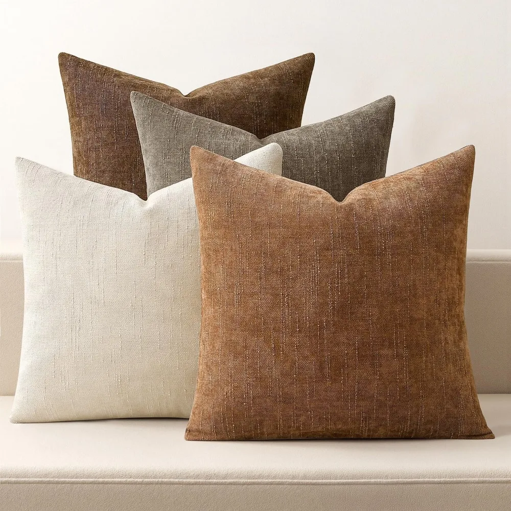 مجموعة من 4 24 أغطية وسائد على طراز مزرعة شانيل بوهو باللون البني لهجات ريفية #1