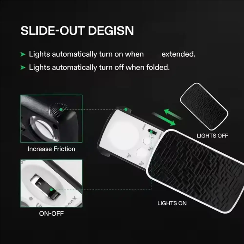 

Slide-Out Jewelry Loupe Magnifiers 30X 60X 90X 1Pc R3E0