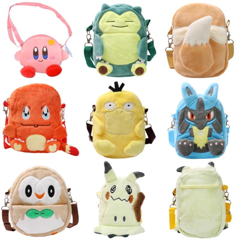 Pokemon Mimikyu Eevee Snorlax Charmander Plush Shoulder Bag Toys Kawaii Rowlet Lucario Kirby Coin Purse Soft Cute Peluche Doll