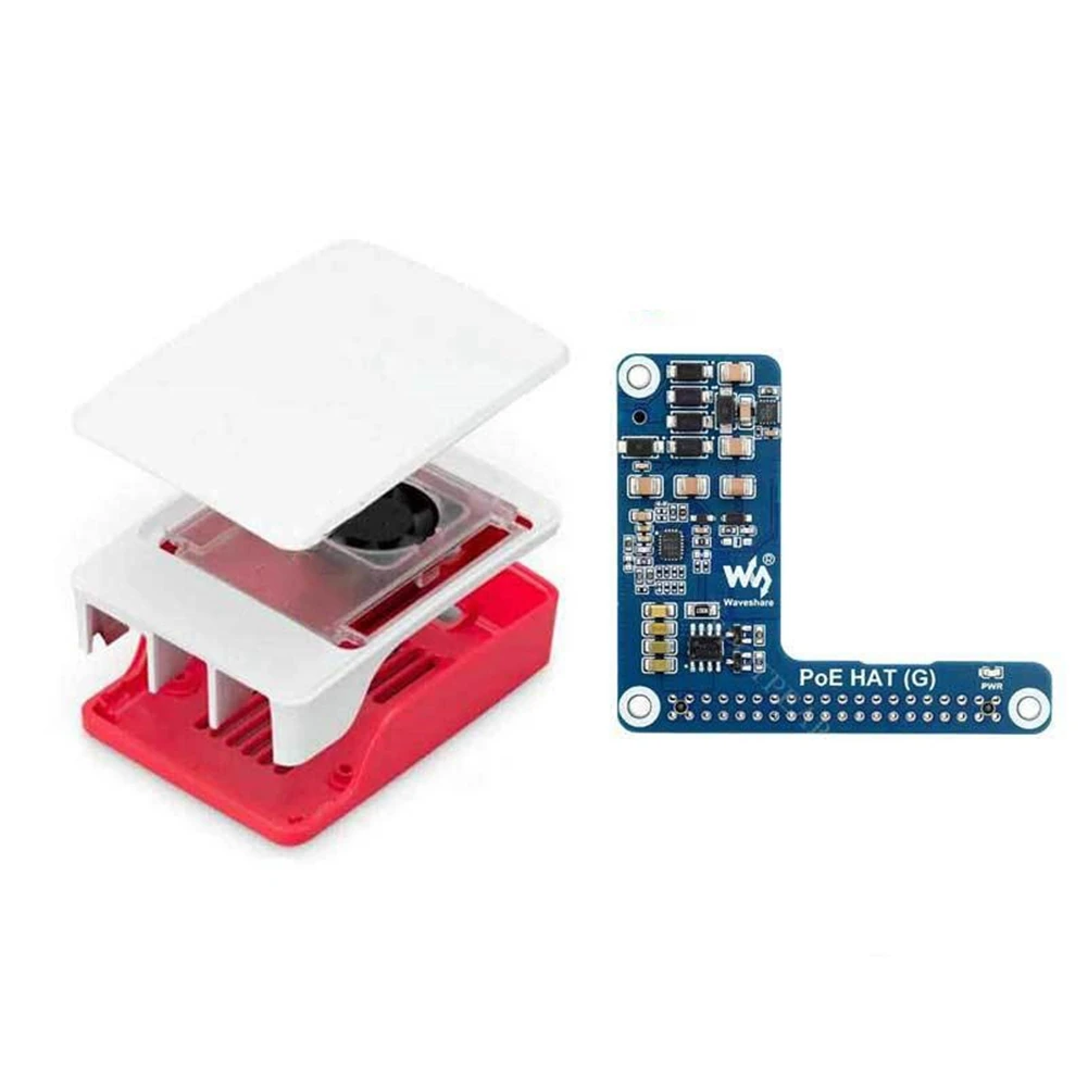 Waveshare For Raspberry Pi 5 Poe Expanding Board Poe HAT With Cooler Case Support IEEE 802.3Af/At Network Standard